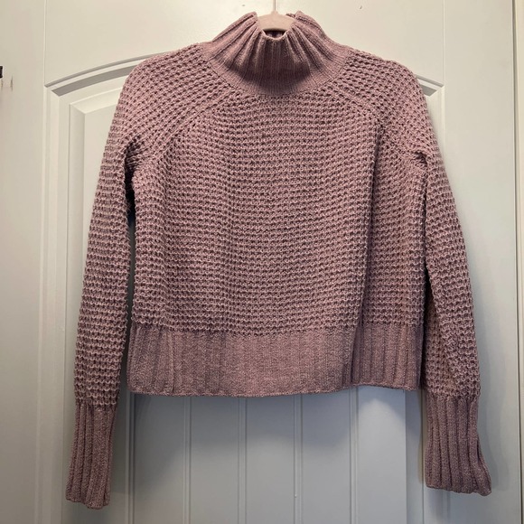 Hippie Rose Women’s Long Sleeve Cable Knit Turtleneck Pullover Sweater Sz M Pink - Picture 1 of 6